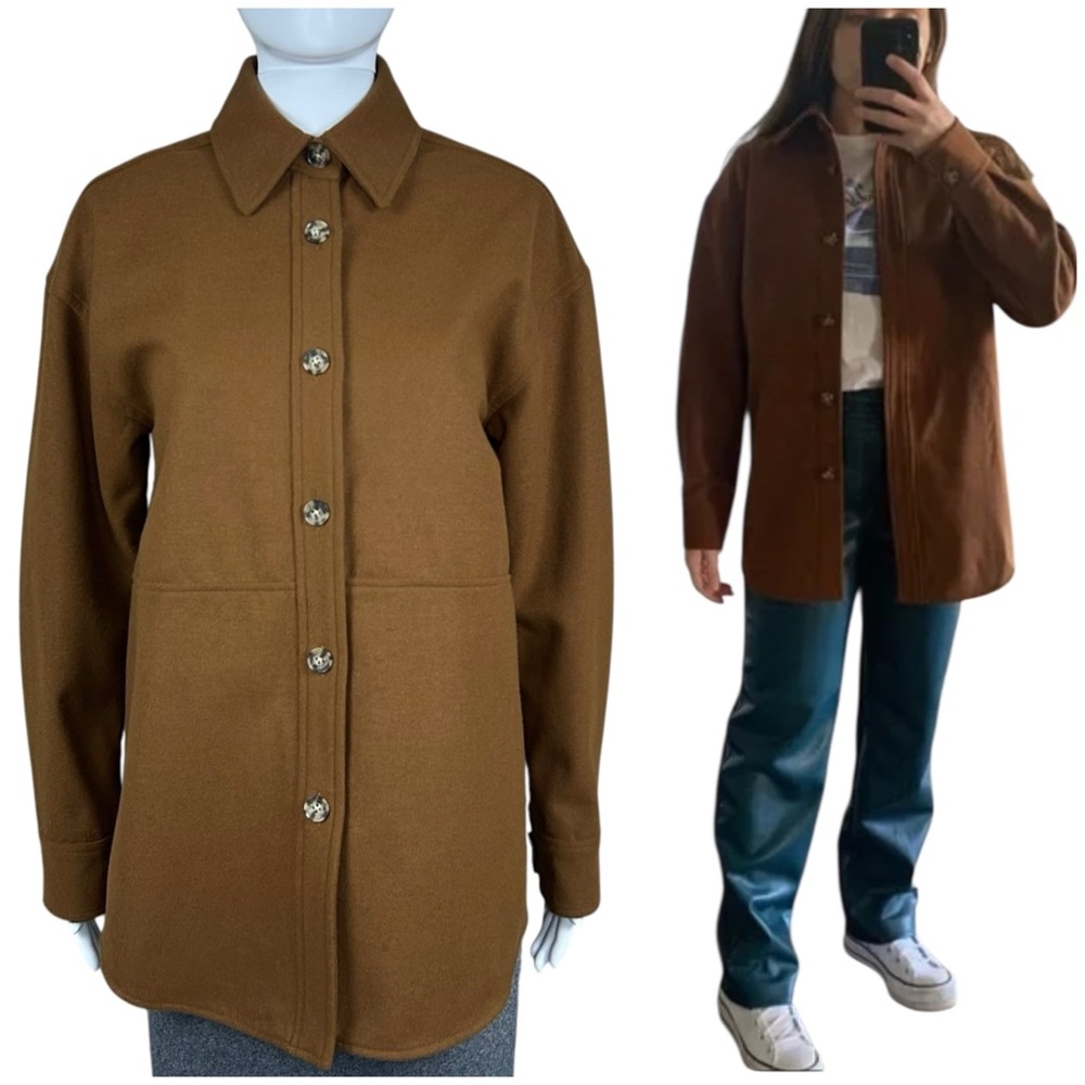 Aritzia Babaton Pelli Wool Blend Jacket Shaket Camel Brown Oversized Grunge XS